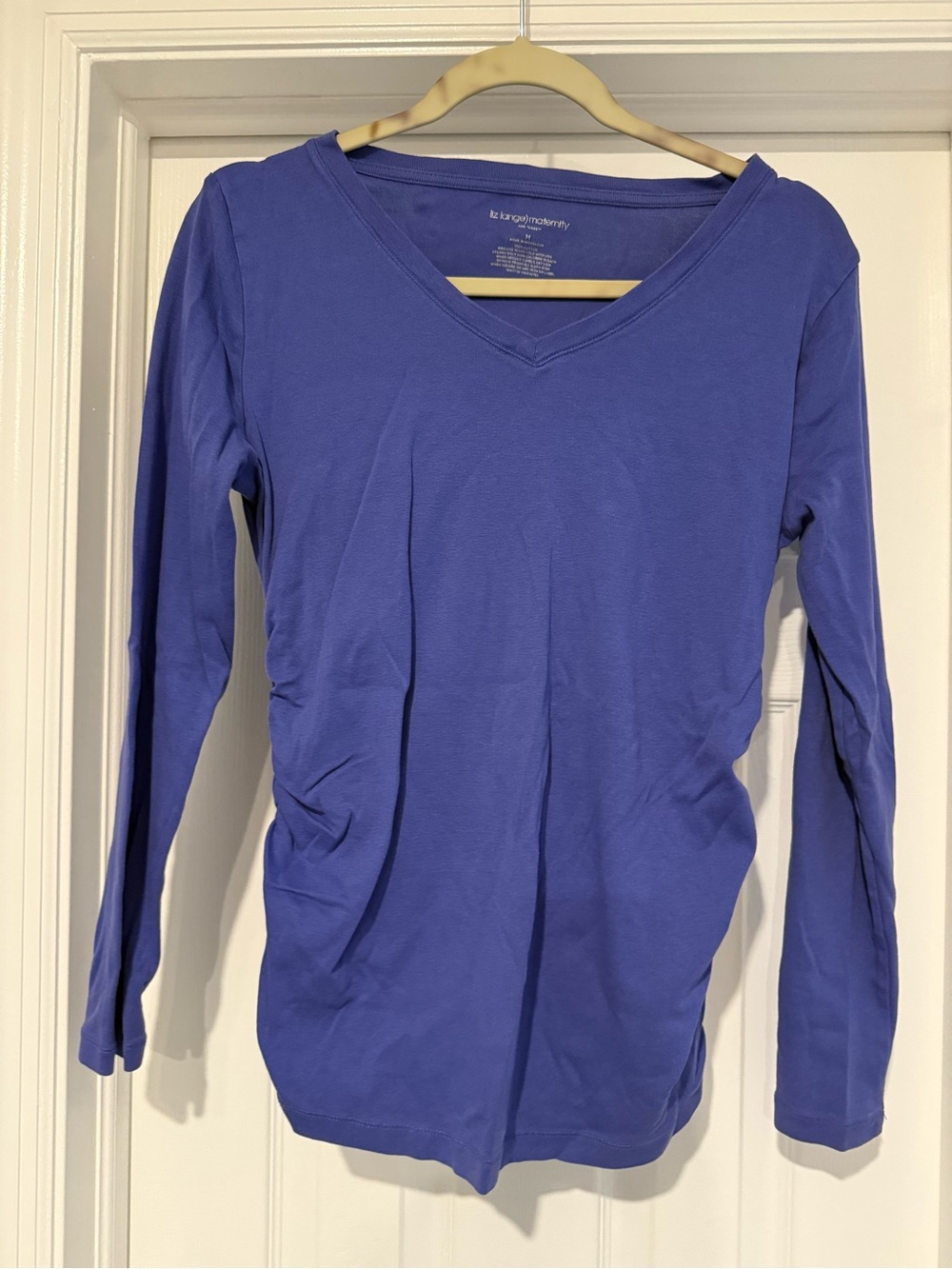 Liz Lange Purple V-Neck Long Sleeve Maternity Top size Medium